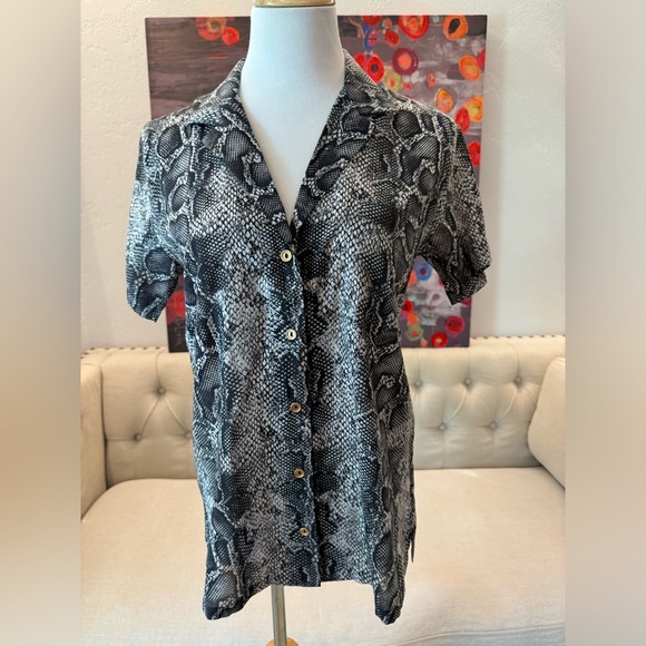 Onia Vacation Snake-Print Coverup Shirt S - Picture 3 of 8